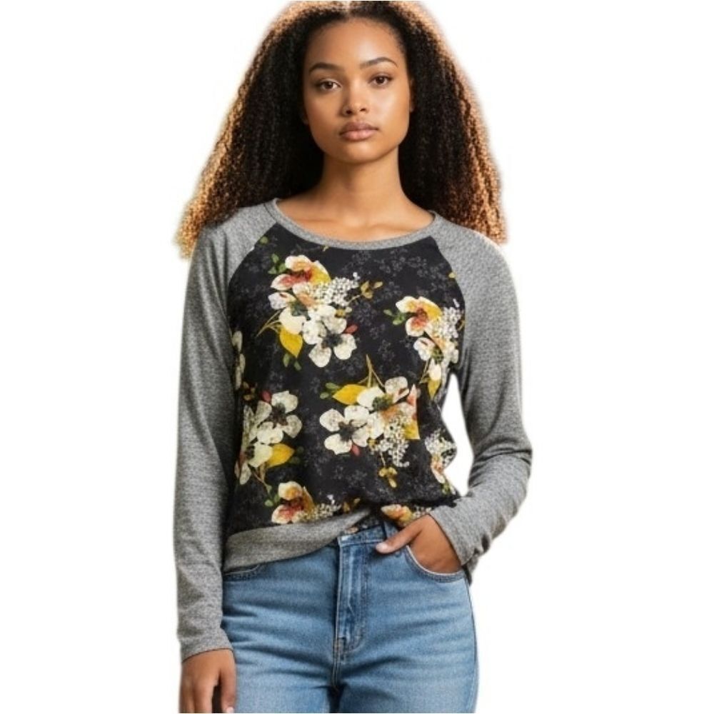 Kut from the Kloth Benter Mixed Top Floral Lightweight Sweater Small  Casual